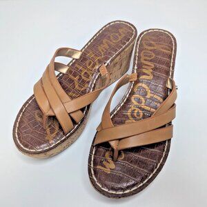 Sam Edelman Reana Brown Cork Wedge Sandals Women’s Size 6.5 Pre-Owned